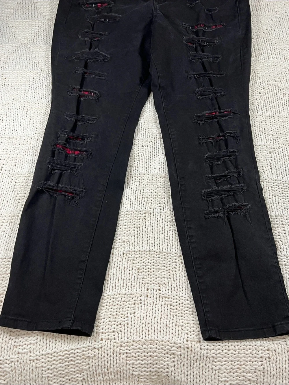 torrid Black Skinny Jeans with Red Underlay